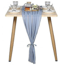 (Haze Blue) 120" Wedding Table Runners Dusty Soft Chiffon Wedding Runner Bridal Party Decor