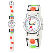 Dww-Montre Enfant(Blanc, basketball),Montre-Bracelet tanche pour Enfant Mouvement  Quartz,Conception de Dessin anim 3D,Montre Enfant Numrique pour 3 A
