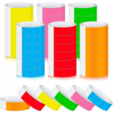 Dww-600pcs bracelets non rouge, bracelets en papier impermables bracelets de festival d'affichage d'vnement (6 couleurs)