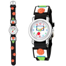Dww-Montre Enfant(Noir, basketball),Montre-Bracelet tanche pour Enfant Mouvement  Quartz,Conception de Dessin anim 3D,Montre Enfant Numrique pour 3 An