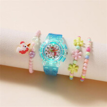 Dww-Montre Enfant, Montre Lumineuse Bleu ,Montre-Bracelet tanche pour Enfant Mouvement  Quartz,Conception de Dessin anim 3D,Montre Enfant Numrique pou