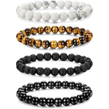Dww-4 Pcs Hommes Femmes Cristal Bracelet Bijoux Pierre Naturelle Yoga Bracelet Perles Rglable 8 MM