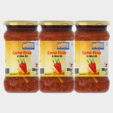 Ashoka Carrot Pickle In Olive Oil 300g (Pack of 3) | Authentic Indian Pickle | Rich, Tangy & Spicy | No Artificial Preservatives