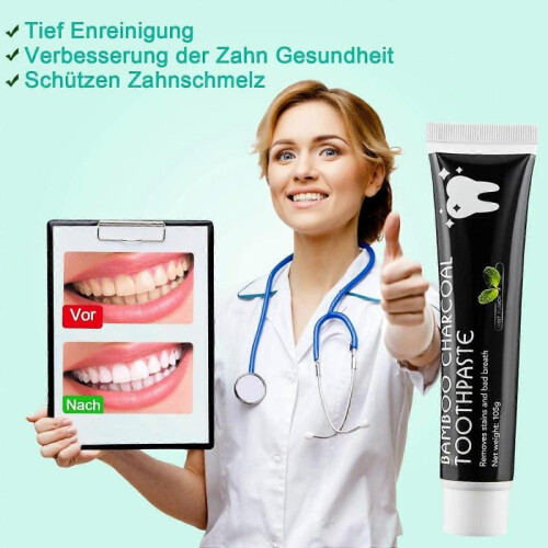 2 Pcs Activated Charcoal Toothpaste, 105 g Bamboo Charcoal Toothpaste, Teeth Whitening Toothpaste 1