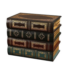 False Book Box Vintage Storage Book Jewelry Storage Packaging Study Book Ornaments Wooden Antique Classic Decorative False Book(1pcs, brown-green)