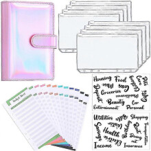 (Pink Laser) A6 Binder Budget Planner Notebook Covers Folder Size 6 Hole Pockets