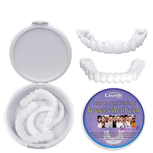 Smile Braces Snap On Upper False Teeth Dental Veneers Denture Cover Set3pcs 2