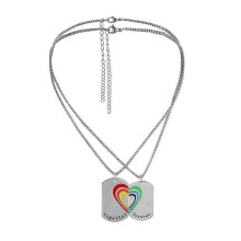 Dww-Collier de couple deux pices en acier inoxydable arc-en-ciel coeur assorti pendentif tiquette de chien, adapt aux hommes et aux femmes avec des ch