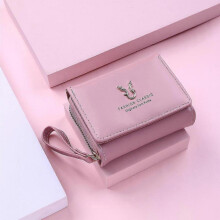 (pink) Antler Decoration Women's Wallet New Fashion Short Coin Purse Card Holder Small Ladies Wallet Female Hasp Mini Clutch