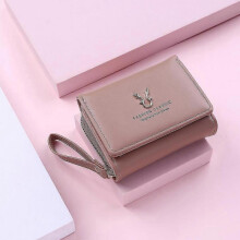 (brown) Antler Decoration Women's Wallet New Fashion Short Coin Purse Card Holder Small Ladies Wallet Female Hasp Mini Clutch