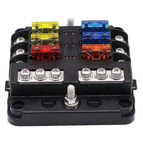 Automobile independent positive and negative fuse box, with LED indicator, 1 input 6 output 1