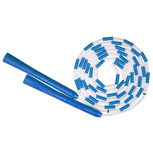 (blue  white) Jump Rope - Soft Beaded Segment Skipping Rope - Adjustable Tangle-free Fancy Rope For Workout