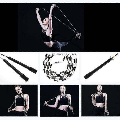(black  white) Jump Rope - Soft Beaded Segment Skipping Rope - Adjustable Tangle-free Fancy Rope For Workout 1