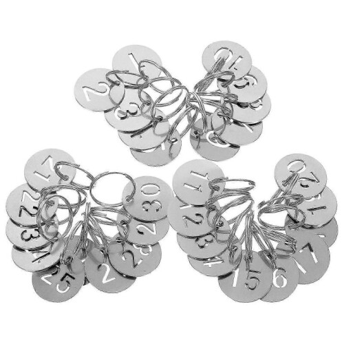 30Pcs Number ID Tags Key Chain Stainless Steel Numbered 1-30 Tags Round Shaped Numbered Tags 2