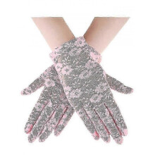(Pink) Women Lace Gloves Tea Party Short Lace Gloves Courtesy Dressy Gloves for Wedding Dinner Party