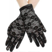 (Black) Women Lace Gloves Tea Party Short Lace Gloves Courtesy Dressy Gloves for Wedding Dinner Party