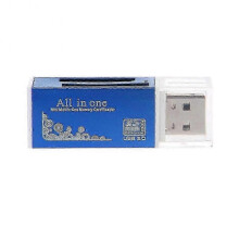 (Blue) Fast Speed USB 2.0 Multi Memory Card Reader for SD/SDHC MMC TF MS M2
