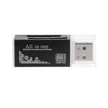 (Black) Fast Speed USB 2.0 Multi Memory Card Reader for SD/SDHC MMC TF MS M2