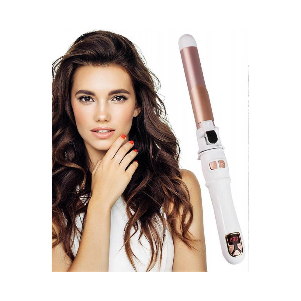 (White,UK Plug)Curling Wand, Automatic Curling Iron, Automatic Hair Curler Rotating Curling Iron Hair Styling Irons 30s Instant Heat 28mm Curl