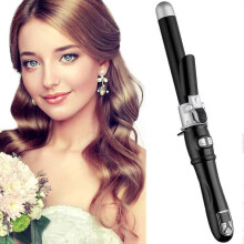 (Black, EU Plug) Curling Wand, Automatic Curling Iron, Automatic Hair Curler Rotating Curling Iron Hair Styling Irons 30s Instant Heat 28mm Curl