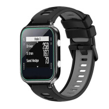 (Black Grey) For Garmin Approach S20 Two Color Silicone Replacement Watch Band -YT4