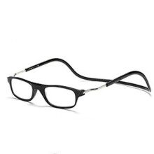 (100, BLACK) Magnetic Reading Glasses Hanging Folding Eyewear With Front Click Connect Neck Chain For Seniors -YT4