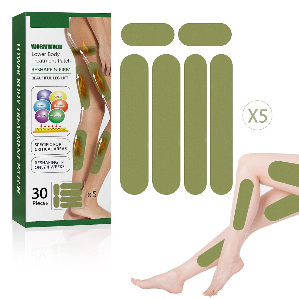 Gogerstar 30Pcs Herbal Legs Plasters, Wormwood Leg Slimming Patches, Leg Slimming Patches, Herbal Legs Cellulite Reduction