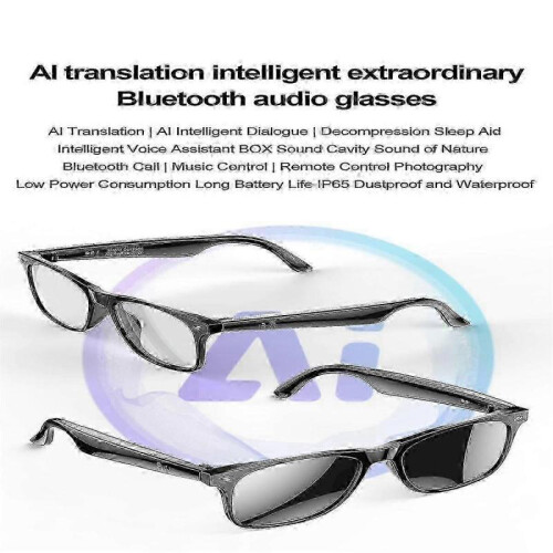 (Black)AI-Enabled Smart Glasses with Intelligent Translation and Bluetooth Calling Features Hands-Free Wearable Tech -YT4 2
