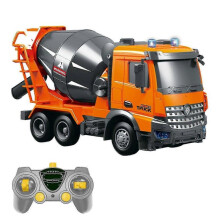 (orange-1 battery)1/14 Remote Control Fire Ladder Truck Toy - Electric Construction Vehicle with Realistic Ladder Extension for Kids’ Play_MM2 -YT4