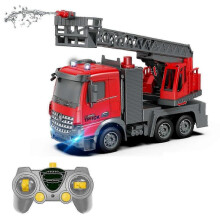 (red-1 battery)1/14 Remote Control Fire Ladder Truck Toy - Electric Construction Vehicle with Realistic Ladder Extension for Kids’ Play_MM2 -YT4