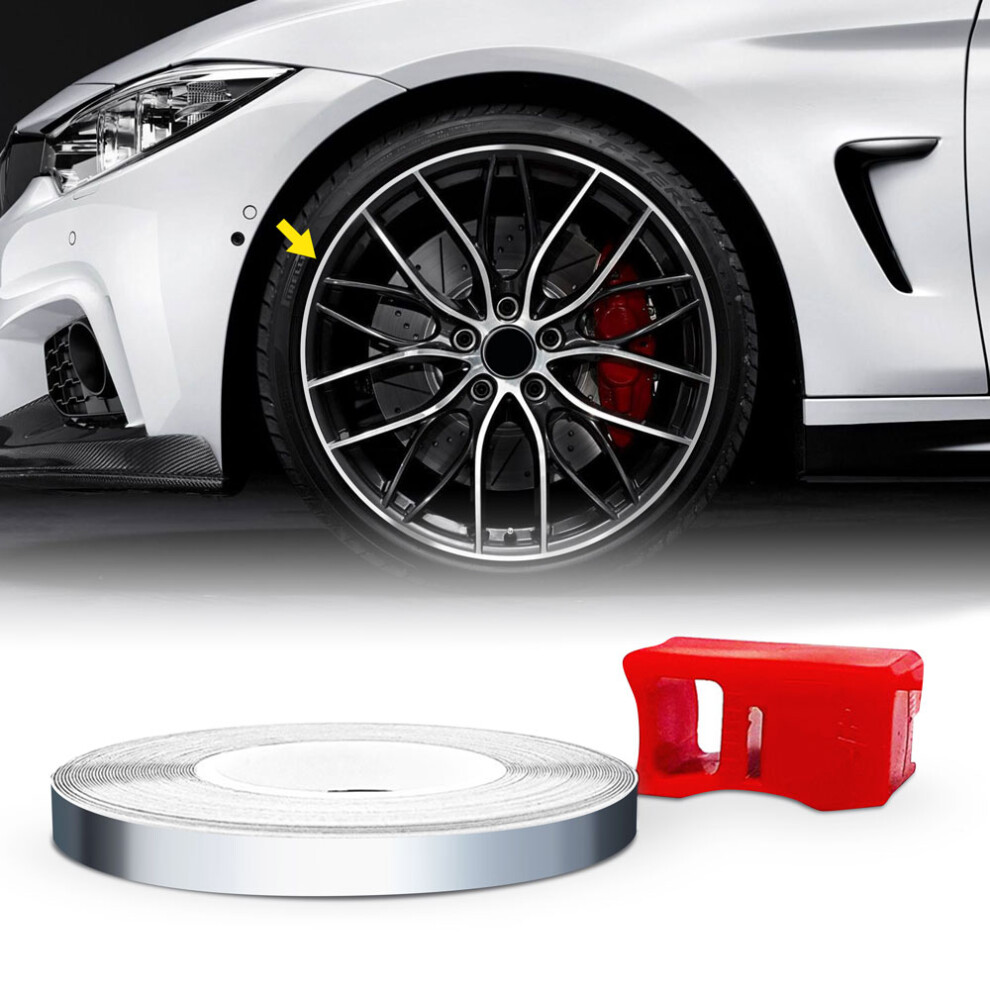 4R Quattroerre.It 10331 Wheel Trim Strisce Adesive Con Applicatore Per Cerchi Auto, Cromo