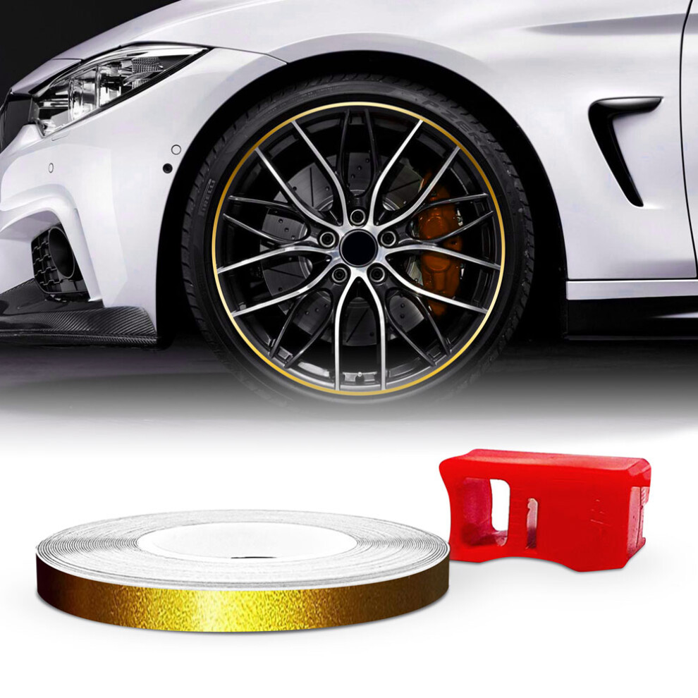 4R Quattroerre.It 10330 Wheel Trim Strisce Adesive Con Applicazioni Per Cerchi Auto, Oro
