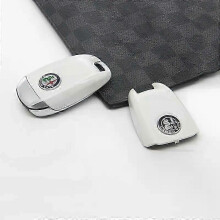 (Color logo,White)For Alfa Romeo Giulia Stelvio Tonale Carbon Fiber Style Key Cover Case Replacement