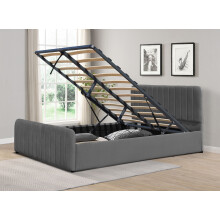 (Dark Grey, 4ft6 Double) Brushed Velvet Gas Lift Ottoman Bedframe