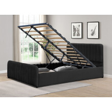 (Black, 4ft6 Double) Brushed Velvet Gas Lift Ottoman Bedframe