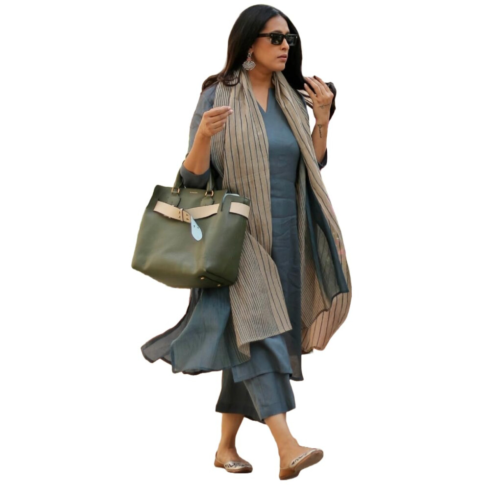 Anni Designer Damen-Kurta Aus Viskosemischung, Gerade, Einfarbig, Mit Hose Und Dupatta (Raja Saab Grey-Vks01_4Xl_Grey_Xxxx-Large)-image