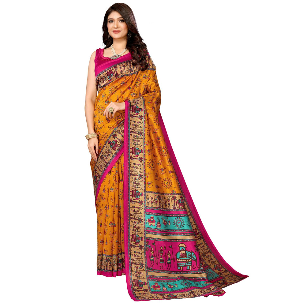 Gewebter Damen-Sari Von Yashika Mit Passender Unges Umter Bluse Und Weichem Kunstseidenstoff, Ultimativer Komfort, Geeignet F R Partys, Festivals-image