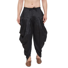 VASTRAMAY P nske elegantn etnick oblecenie s ciernym kapucnov m vzorom, zmesou hodv bu Dhoti a elastick m p som