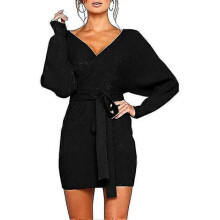 (black, L) Women's Sweater, Cocktail Batwing Sleeve Knit Sweater