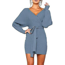(blue, 2XL) Women's Sweater, Cocktail Batwing Sleeve Knit Sweater