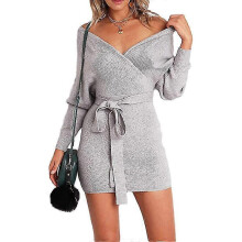 (grey, XL) Women's Sweater, Cocktail Batwing Sleeve Knit Sweater