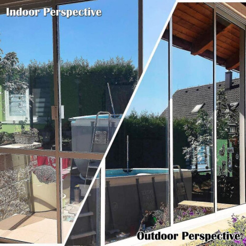 (40x100 cm, Blue) Privacy Window Film Sun Blocking Mirror 2