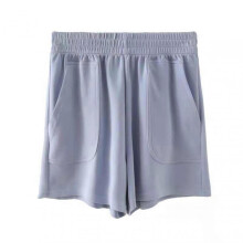 (M, Blue) Summer Shorts Women\'s Casual High Wasit Cotton Shorts Student Harajuku Solid Loose