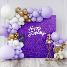 (Purple, 24pcs/set) DIY Square Sequin Wall Backdrop, 24pcs/set Shimmer Party Decor Backdrop for Birthday Wedding Anniversary, Bedroom Refresh Decor