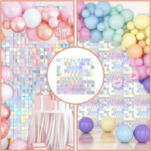 (Colorful Silver, 24pcs/set) DIY Square Sequin Wall Backdrop, 24pcs/set Shimmer Party Decor Backdrop for Birthday Wedding Anniversary, Bedroom Refresh Decor