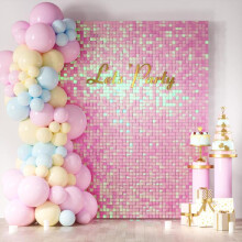 (Pink, 24pcs/set) DIY Square Sequin Wall Backdrop, 24pcs/set Shimmer Party Decor Backdrop for Birthday Wedding Anniversary, Bedroom Refresh Decor