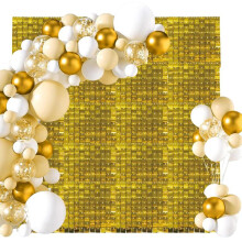 (Golden, 24pcs/set) DIY Square Sequin Wall Backdrop, 24pcs/set Shimmer Party Decor Backdrop for Birthday Wedding Anniversary, Bedroom Refresh Decor