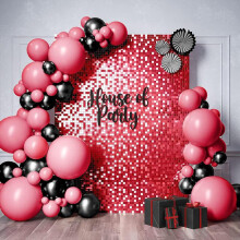 (Red, 24pcs/set) DIY Square Sequin Wall Backdrop, 24pcs/set Shimmer Party Decor Backdrop for Birthday Wedding Anniversary, Bedroom Refresh Decor