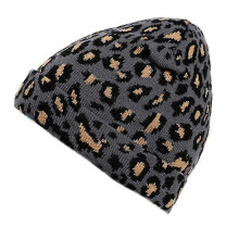(Grey Leopard) Fashion Leopard-print Knitted Hat Beanie Hat Woolen Hat For Outdoor Activities