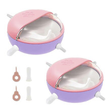 (pink) 2 Pcs Puppy Feeders, Multi-mouth Pet Silicone Bionic Milk Feeding Bowl, Newborn Milk Slow Automatic Feeder